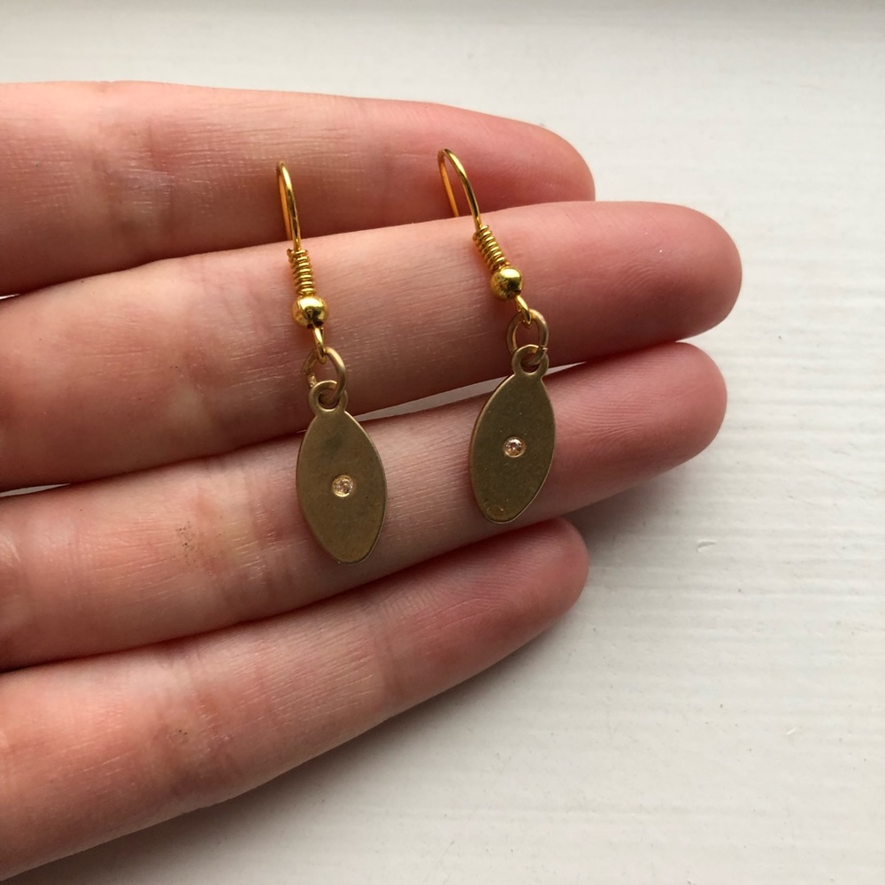 Gold medallion & diamond drop earrings - Picture 4 of 6